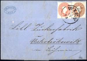 1860, 15 Kreuzerbrief mit 5 Kreuzer und 10 ... 
