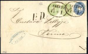 1863/64, 16 Kreuzerbrief mit zwei Stück 3 ... 