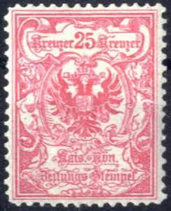 1890, Zeitungsstempelmarke 25 Kr., ... 