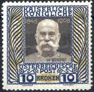 1908, 10 Kronen, gefalzt, ANK 156
