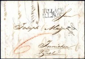 Villach Illyrie 1830, Vorphilabrief nach ... 