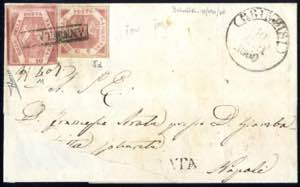 1860, lettera raccomandata da Brindisi il ... 