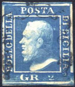 1859, 2 gr. azzurro I tavola, ritocco 94 ... 