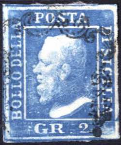 1859, 2 gr. azzurro II tavola, ritocco 71 ... 