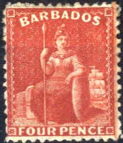 1875, sitzende Britannia, 4 P rot, gez. 12½ ... 