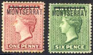 1876, Marken von Antigua mit Aufdruck, 1 P ... 