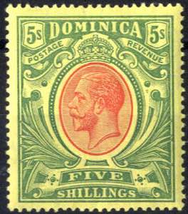 1914, König Geor V, 5 Sh grün/rot auf ... 