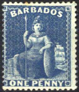 1874, sitzende Britannia, 1 P dunkelblau, ... 
