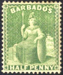 1875/78, sitzende Britannia, ½ P blaugrün, ... 