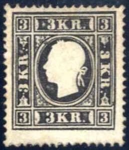 1858/59, 3 Kr schwarz Type II, verstrichener ... 