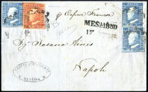 1859, lettera da Messina il 17.10 per Napoli ... 