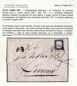 1859, lettera da Massa Carrara del ... 