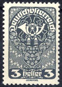 1919, Posthorn, 3 Heller schwarzgrau, ... 