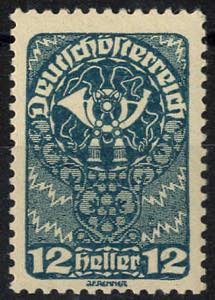 1919, Posthorn, 12 Heller dunkelgrünblau, ... 