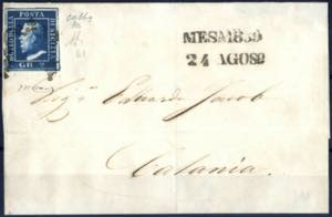 1859, lettera da Messina il 24.8 per Catania ... 