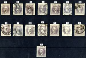 1867, Steckkarte mit 15 Werten der 1 Kr. ... 