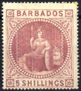 1873, sitzende Britannia, 5 Sh lilarot, gez. ... 