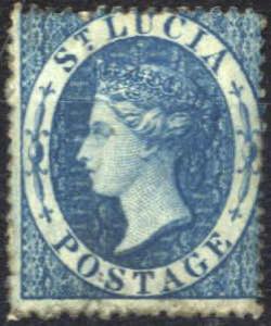 1860, Königin Viktoria, 4 P blau, Wz. 1 ... 