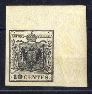 1850, 10 centesimi nero carta a mano, con ... 