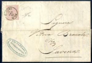 1855, lettera da Torino il 15.1 per Savona ... 