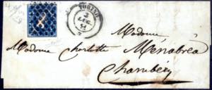1851, lettera da Torino il 3.7 per Chambery ... 
