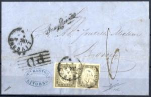 1861, lettera da Livorno il 10.7 per Roma ... 