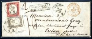 1860, lettera da Torino il 3.8 per Evian ... 