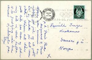 1952, Postkarte (geschrieben in Paris) vom ... 