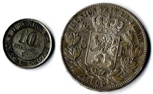 10 Cent. flämisch 1894 in Kupfer-Nickel und ... 