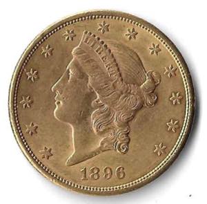 1896, 20 Dollar Liberty, Feingold 30,1 Gr., ... 