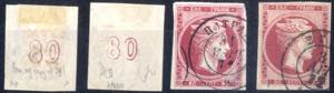 1868/9, 80 lepta cleaned plate, four pieces ... 