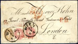 1866, Auslandsbrief frankiert mit ... 