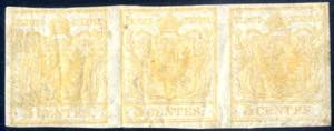 1850, 5 cent. giallo arancio chiaro, ... 