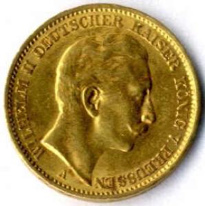 1909, 20 Mark König Wilhelm II in Gold, vz, ... 
