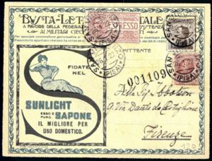 1922, Busta Lettera Postale da 40 c. bruno ... 