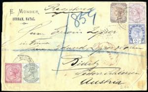 1896, eingeschriebener Brief von Durban am ... 