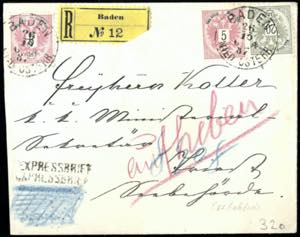 1887, eingeschriebener Express-Brief von ... 