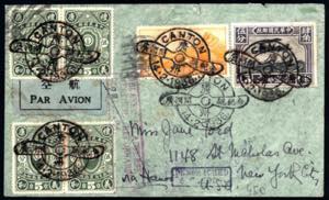 1936, Luftpostbrief von Canton am 14.2. nach ... 