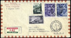 1950, Volo inaugurale Roma-New York, lettera ... 