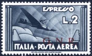 1943, francobollo di PA del 1934 da 2 L. ... 
