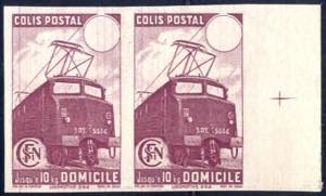 1945, colis postal, 5 Fr. vine red, ... 