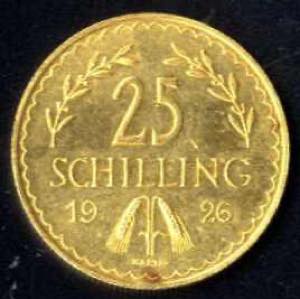 25 Schilling 1926, Gold, fast unzirkuliert, ... 