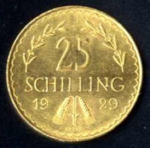 25 Schilling 1929, Gold, fast unzirkuliert, ... 