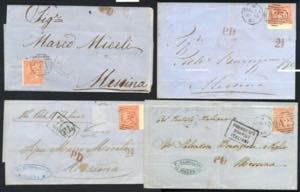 1866/67, vier Briefe nach Messina frankiert ... 