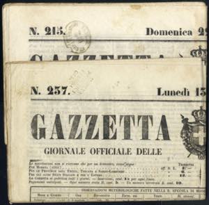 1860, due giornali GAZZETTA DI MODENA, una ... 