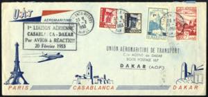 1953, Erstflug Casablanca-Dakar, Brief von ... 