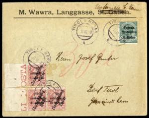 1919, Tirolo, lettera da Untermais il 8.3 ... 