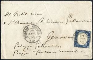 1863, lettera da Torino il 29.1 per Genova ... 