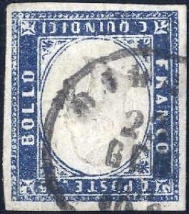 1863, Vitt. Em. II, 15 c. azzurro grigio ... 