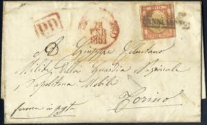 1861, lettera da Napoli con 5 gr. rosso ... 